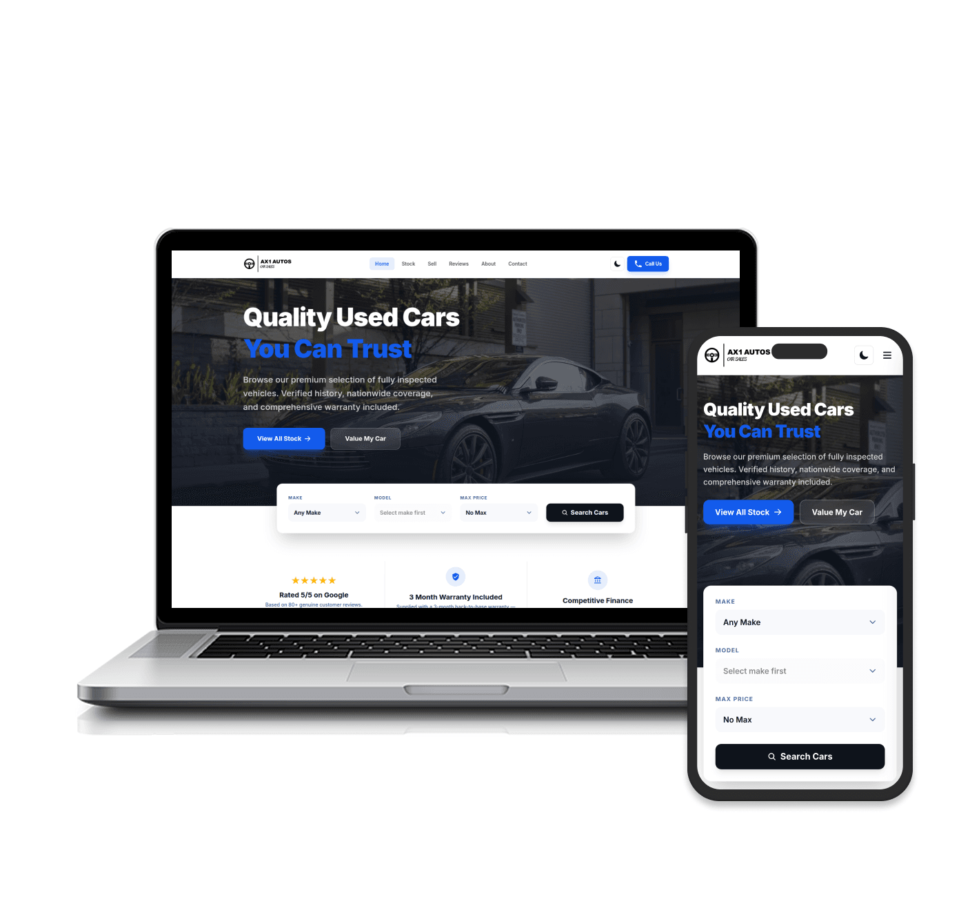 AX1 Autos Dealership Website